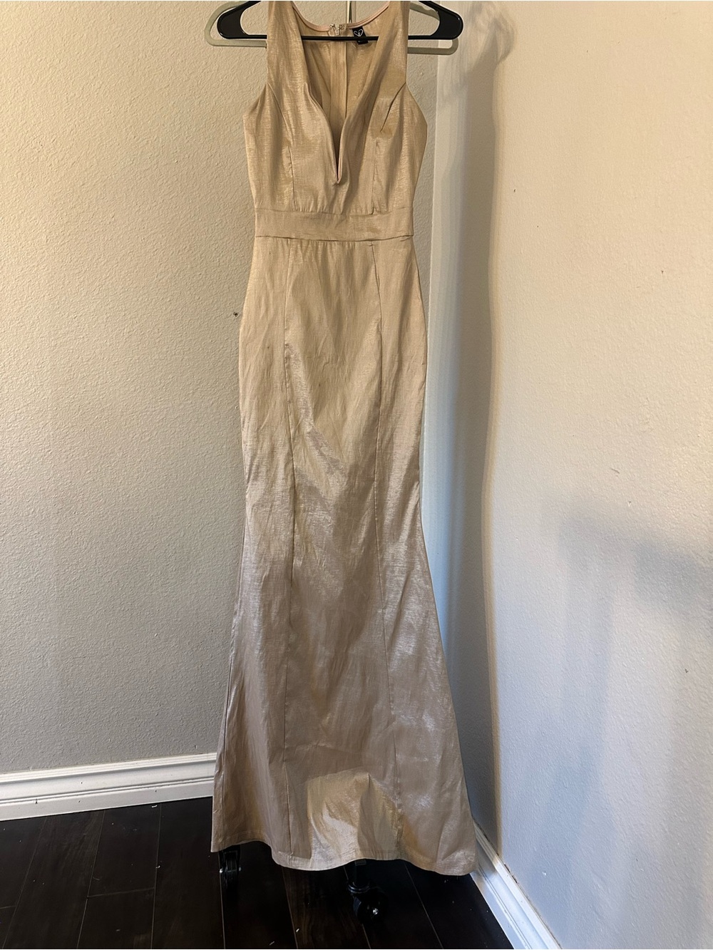 Windsor Metallic gold Maxi Dress with Plunging V-Neck